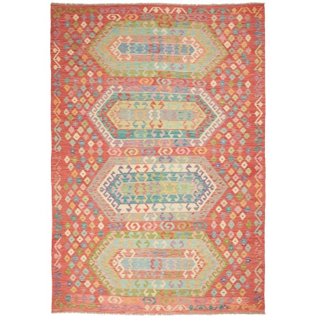 Tappeto Kilim Afghanistan marrone rosso 208x301