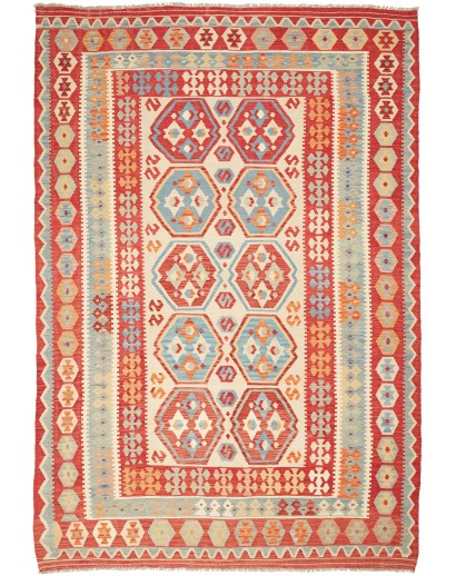 Tappeto Kilim Afghanistan marrone rosso 207x299