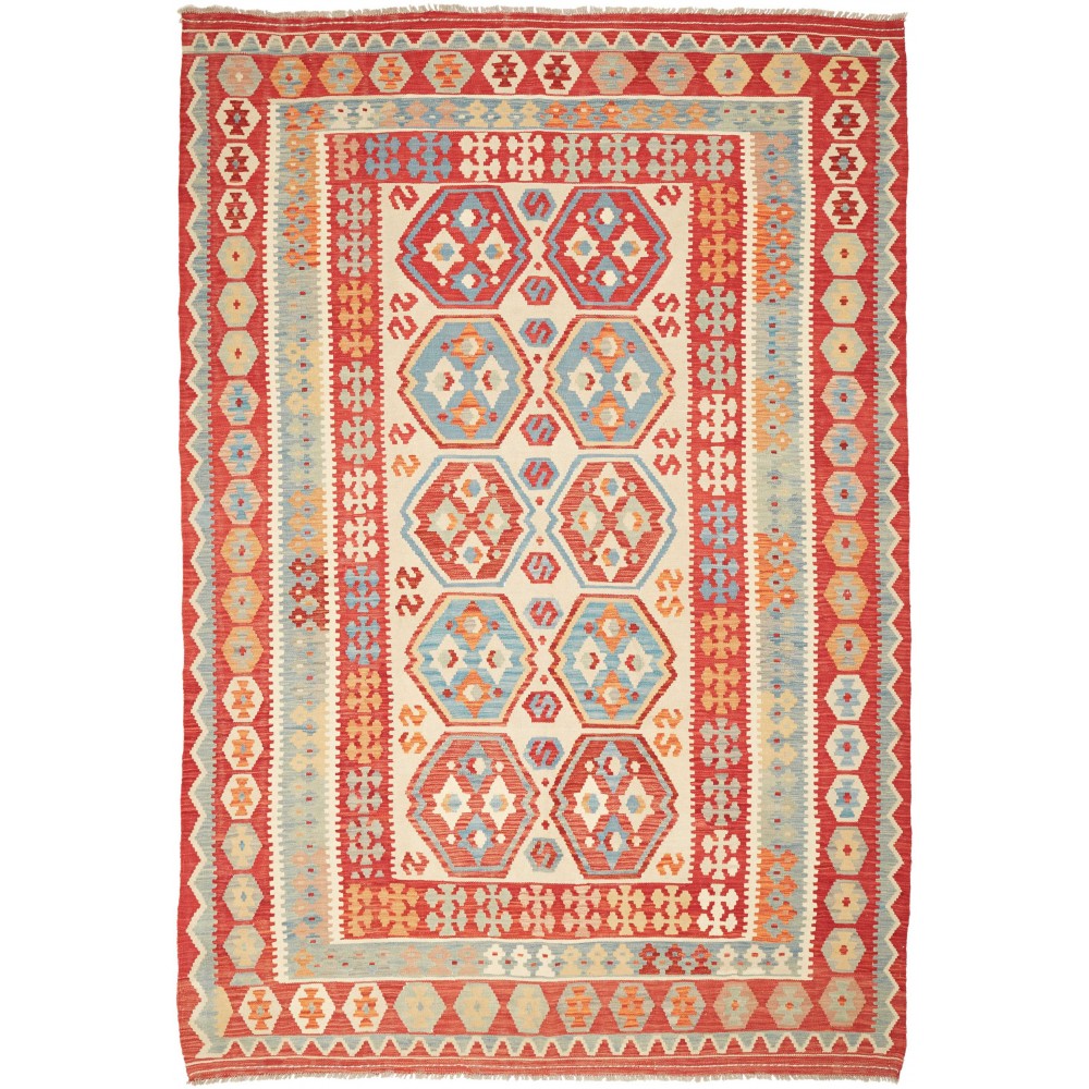 Tappeto Kilim Afghanistan marrone rosso 207x299