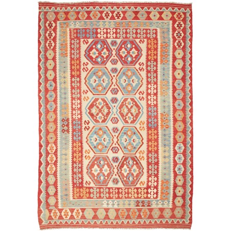 Tappeto Kilim Afghanistan marrone rosso 207x299