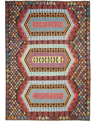 Tappeto Kilim Afghanistan azzurro grigio 206x289