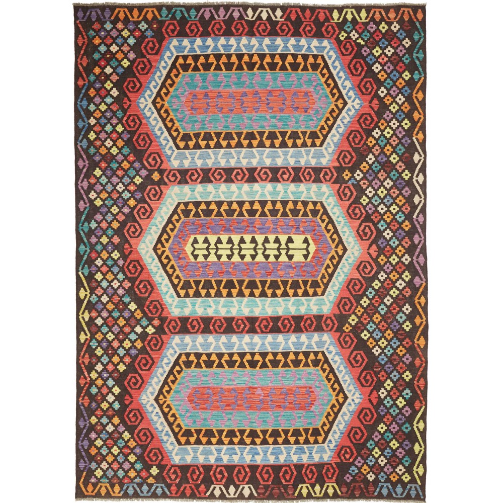 Tappeto Kilim Afghanistan azzurro grigio 206x289