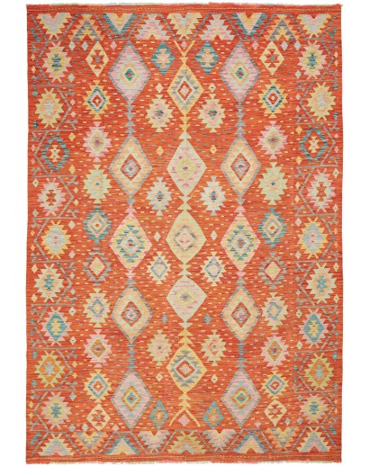 Tappeto Kilim Afghanistan arancione marrone 202x298