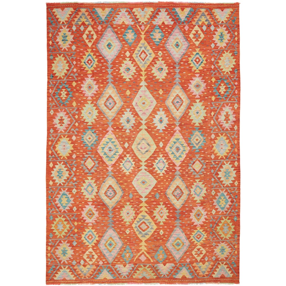 Tappeto Kilim Afghanistan arancione marrone 202x298