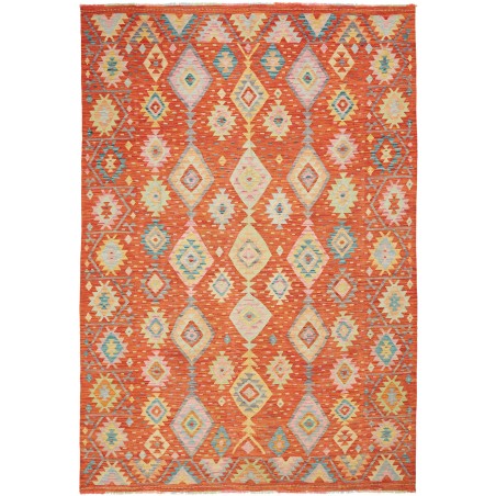 Tappeto Kilim Afghanistan arancione marrone 202x298