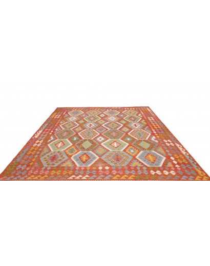 Tappeto Kilim Afghanistan rosso azzurro 253x294