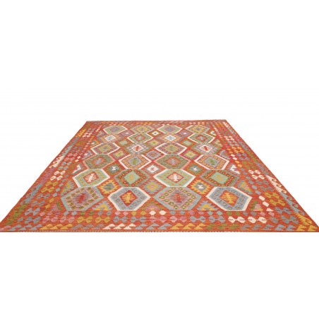Tappeto Kilim Afghanistan rosso azzurro 253x294