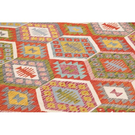 Tappeto Kilim Afghanistan rosso azzurro 253x294