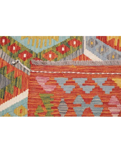 Tappeto Kilim Afghanistan rosso azzurro 253x294