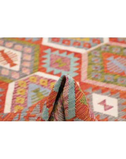 Tappeto Kilim Afghanistan rosso azzurro 253x294