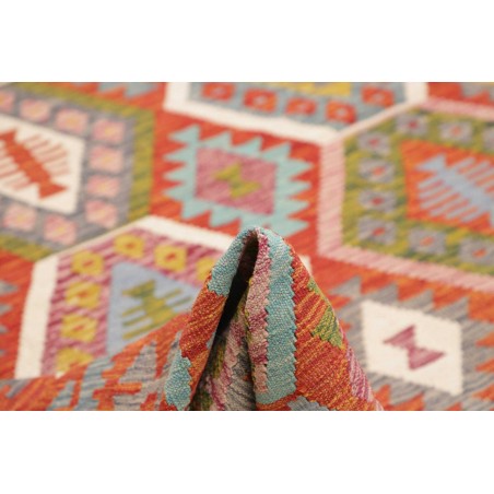 Tappeto Kilim Afghanistan rosso azzurro 253x294
