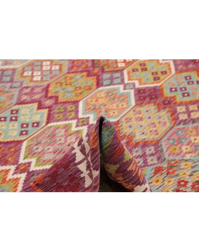 Tappeto Kilim Afghanistan rosso bianco 254x346
