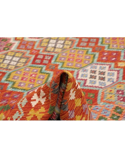 Tappeto Kilim Afghanistan rosso marrone 256x350