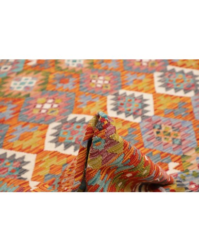 Tappeto Kilim Afghanistan rosso arancione 256x294