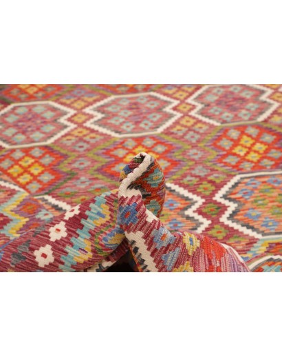 Tappeto Kilim Afghanistan rosso bianco 258x342