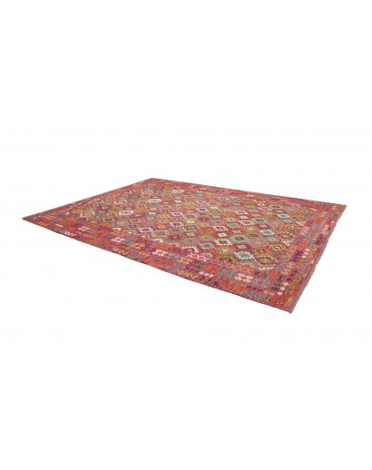 Tappeto Kilim Afghanistan rosso azzurro 263x357