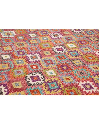 Tappeto Kilim Afghanistan rosso azzurro 263x357