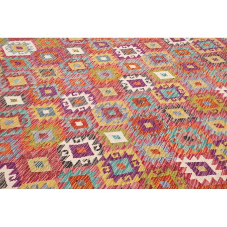 Tappeto Kilim Afghanistan rosso azzurro 263x357