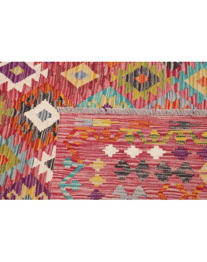 Tappeto Kilim Afghanistan rosso azzurro 263x357