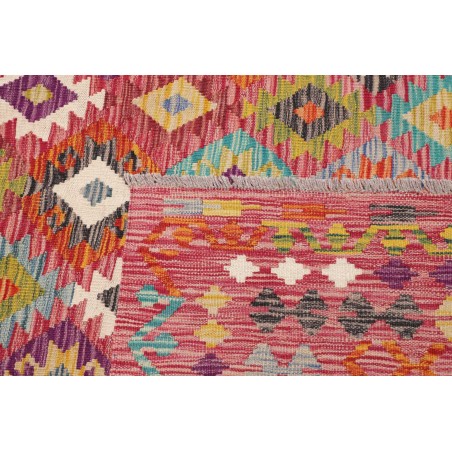Tappeto Kilim Afghanistan rosso azzurro 263x357