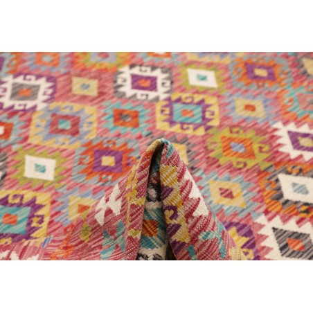 Tappeto Kilim Afghanistan rosso azzurro 263x357