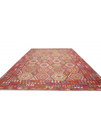 Tappeto Kilim Afghanistan rosso bianco 309x384
