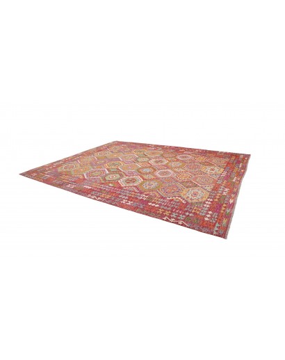 Tappeto Kilim Afghanistan rosso bianco 309x384