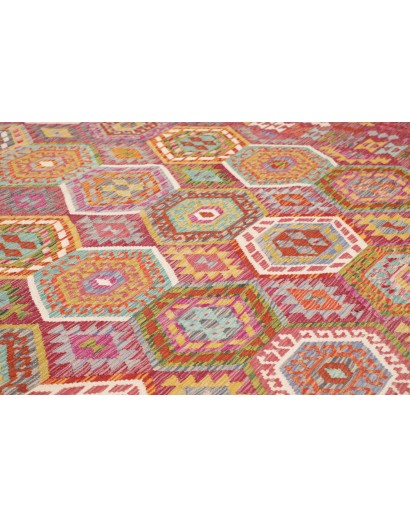 Tappeto Kilim Afghanistan rosso bianco 309x384