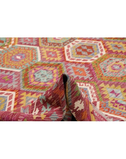 Tappeto Kilim Afghanistan rosso bianco 309x384