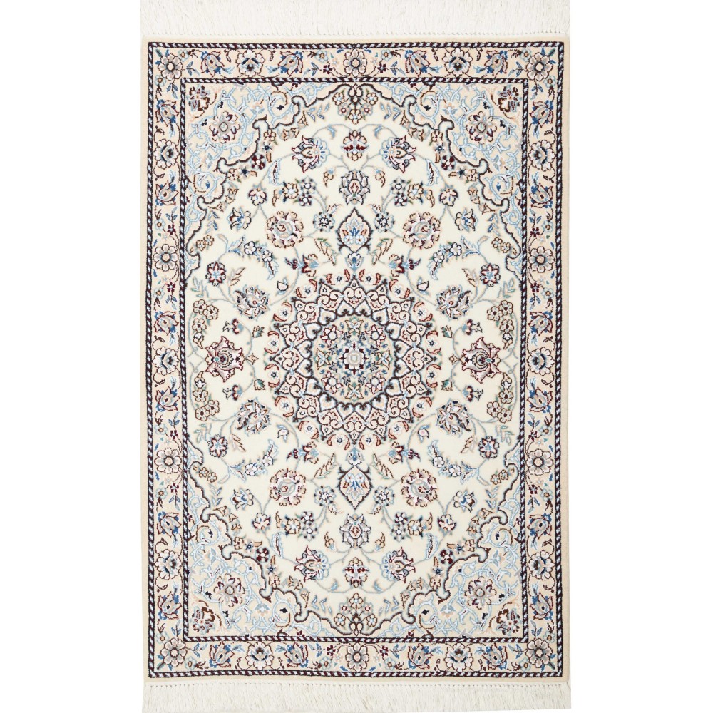 Tappeto Nain 9La Persia bianco grigio 80x121 Tappeto Nain 9La Persia bianco grigio 80x121