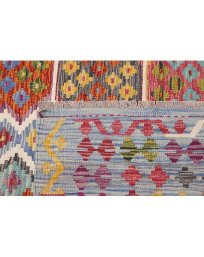 Tappeto Kilim Afghanistan marrone azzurro 253x353