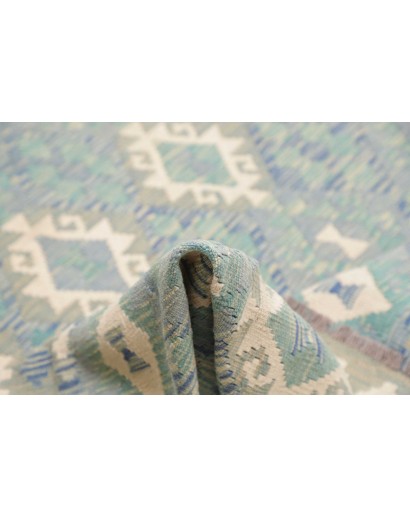 Tappeto Kilim Afghanistan azzurro bianco 266x352