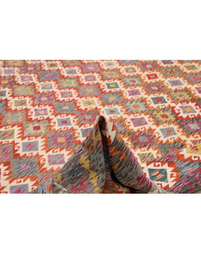 Tappeto Kilim Afghanistan bianco giallo 303x408