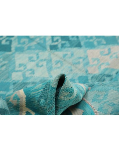 Tappeto Kilim Afghanistan azzurro verde 242x297