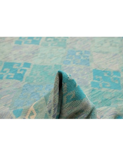 Tappeto Kilim Afghanistan beige azzurro 305x399