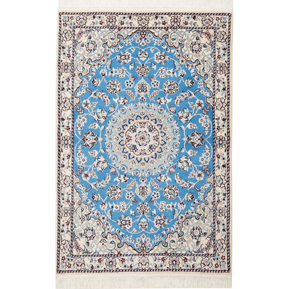 Tappeto Nain 9La Persia bianco azzurro 79x120