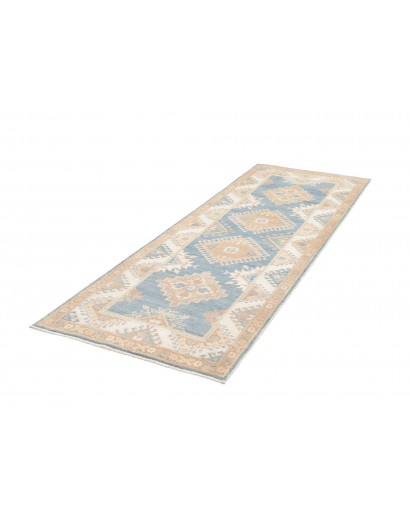 Tappeto Kazak Afghanistan bianco azzurro 84x235