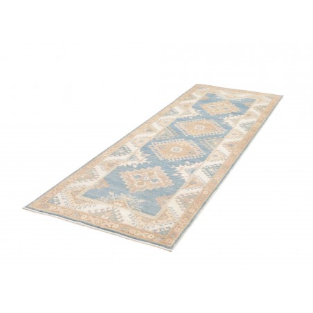 Tappeto Kazak Afghanistan bianco azzurro 84x235