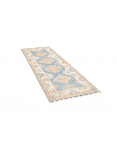 Tappeto Kazak Afghanistan bianco azzurro 84x235