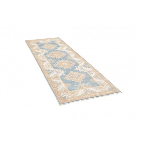 Tappeto Kazak Afghanistan bianco azzurro 84x235