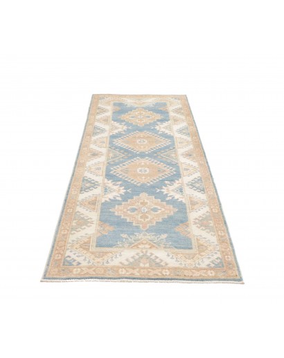 Tappeto Kazak Afghanistan bianco azzurro 84x235