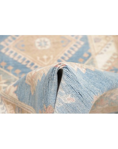 Tappeto Kazak Afghanistan bianco azzurro 84x235