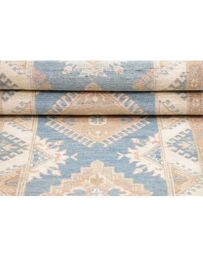 Tappeto Kazak Afghanistan bianco azzurro 84x235
