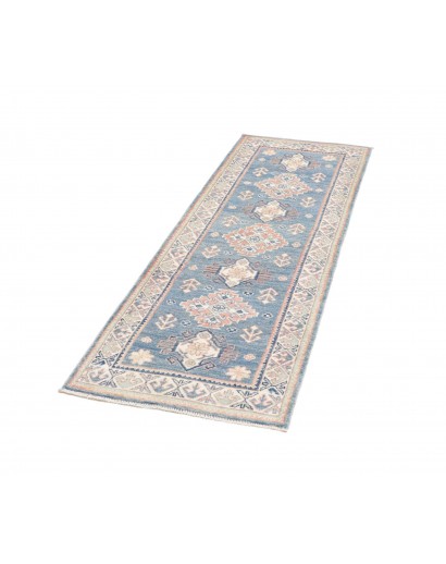 Tappeto Kazak Afghanistan bianco azzurro 62x182