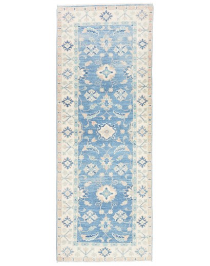 Tappeto Kazak Afghanistan bianco blu 65x171