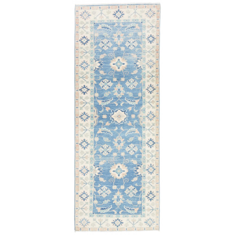 Tappeto Kazak Afghanistan bianco blu 65x171