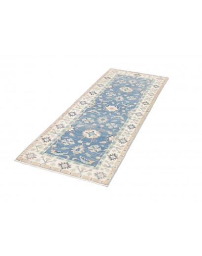 Tappeto Kazak Afghanistan bianco blu 65x171
