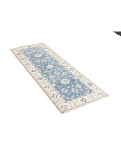 Tappeto Kazak Afghanistan bianco blu 65x171