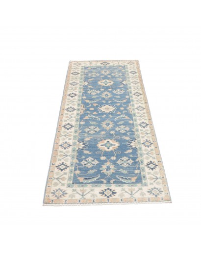Tappeto Kazak Afghanistan bianco blu 65x171