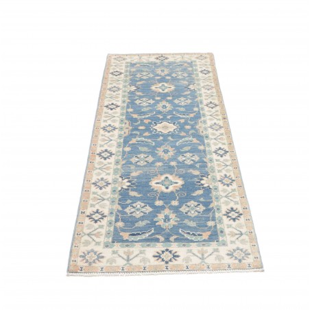 Tappeto Kazak Afghanistan bianco blu 65x171